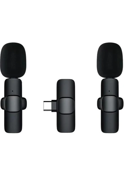 Torima 2 Adet Kablosuz Yaka Mikrofonu Typ-c 2'li Mini Mikrofon K9